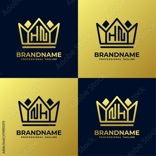 Letters HN and NH Home King Logo Set, suitable for business with HN and NH initials