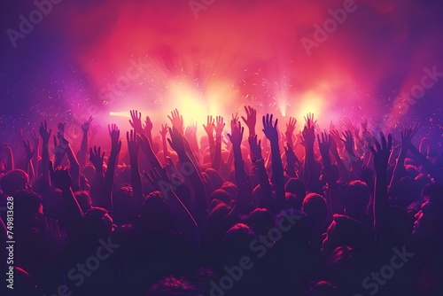 Crowd at a Music Concert with Hands Up