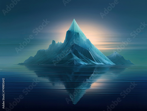 Stunning detailed illustration of iceberg in frozen ocean