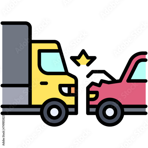 Truck crash with a car icon, car accident and safety related vector illustration