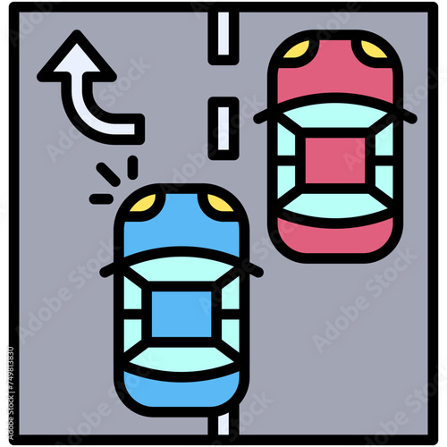 Overtaking car icon, car accident and safety related vector illustration