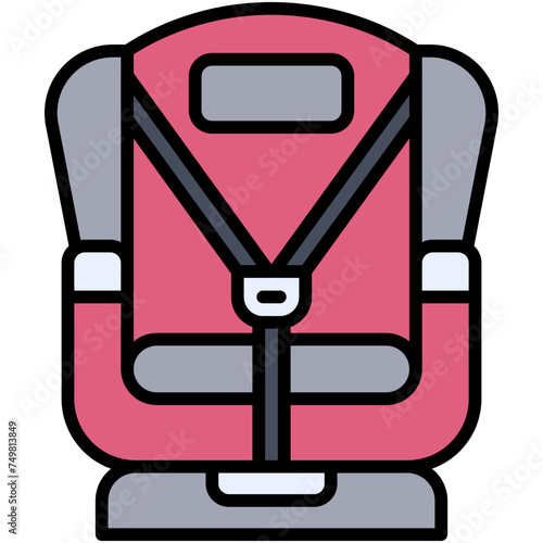 Infant car seat icon, car accident and safety related vector illustration