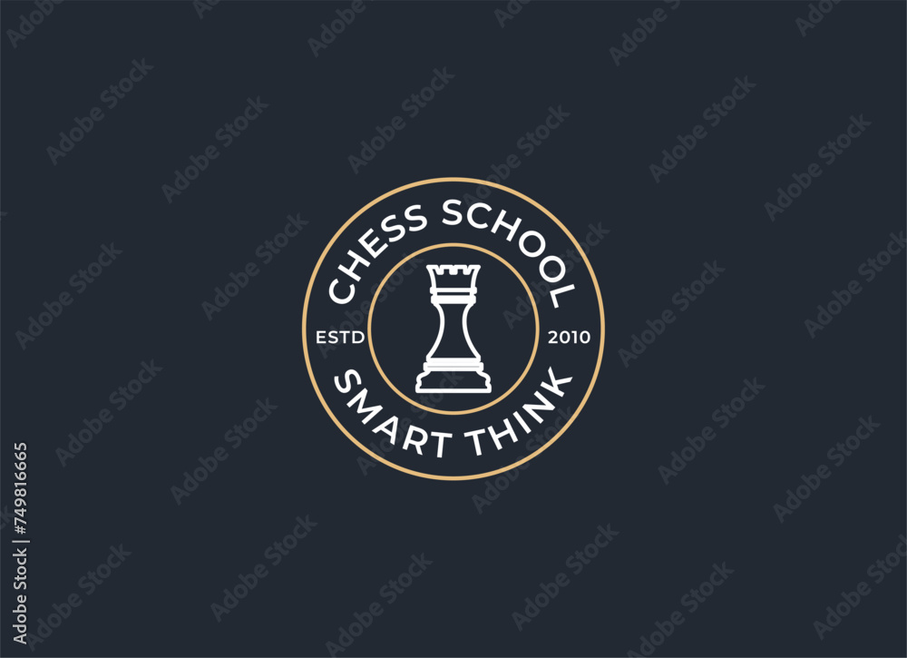 Fototapeta premium Vintage style chess logo design vector.