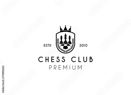 Vintage style chess logo design vector.