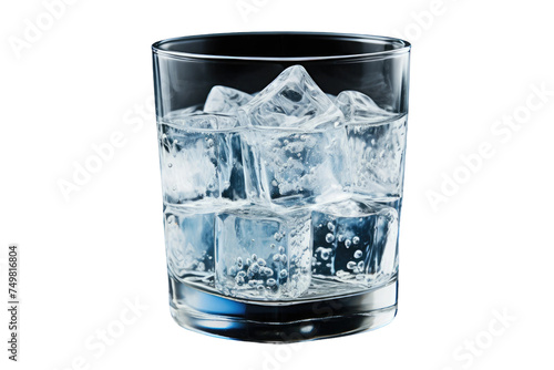 A Glass of Ice. A clear glass filled with ice cubes placed on a clean white surface. The ice glistens against the stark white backdrop showcasing a refreshing and cool image.