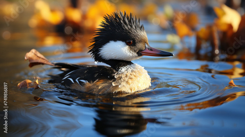 Common Goldeneye Duck Swimming In Water, Wildlife Conservation