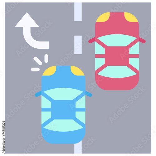 Overtaking car icon, car accident and safety related vector illustration