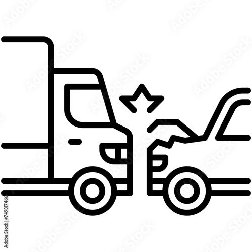 Truck crash with a car icon, car accident and safety related vector illustration