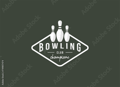 Vintage bowling logo design. Bowling club tournament logo design.  photo