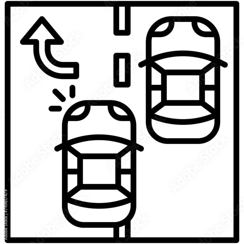 Overtaking car icon, car accident and safety related vector illustration