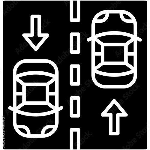 Oncoming traffic icon, car accident and safety related vector illustration