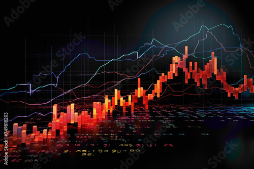 Experience the beauty of market analysis through uniquely presented and creatively interpreted stock market graphs. photo