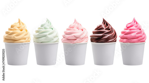 Ice cream on white isolated on clear png background and transparent background. food drink and dessert concept for cafe and restaurent, AI generative.	 photo