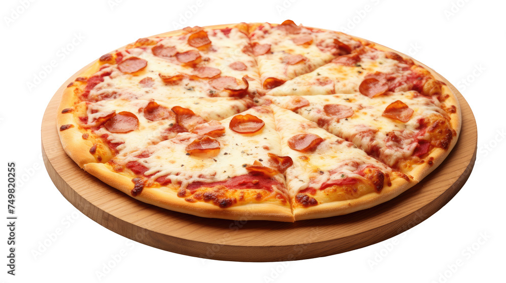 pizza on white isolated on clear png background and transparent background. food drink and dessert concept for cafe and restaurent, AI generative. 
