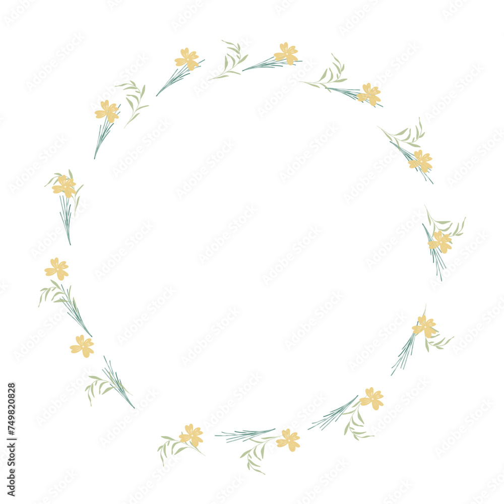 Hand drawn floral frames with flowers. Wreath. Elegant logo template. Vector illustration for labels, branding business identity, wedding invitation