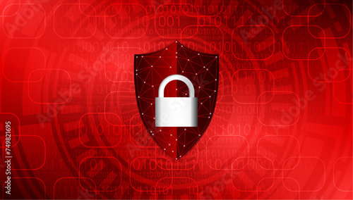 Cybersécurité et Bouclier avec Cadenas Fermé - Rouge