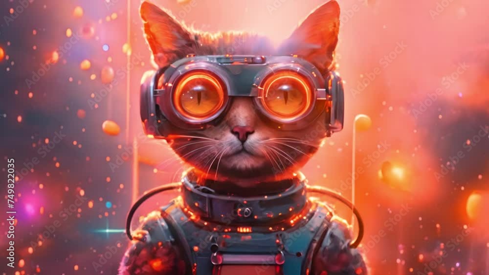 ゴーグルをした猫ロボット,Generative AI ゴーグルをした猫ロボット,Generative AI