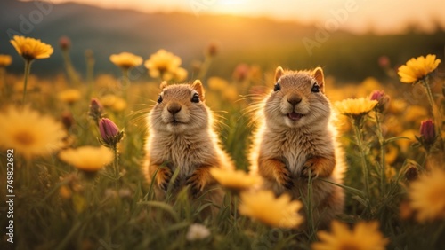 prairie dog at sunset