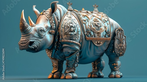 3D Armored Rhino in Medieval Style photo