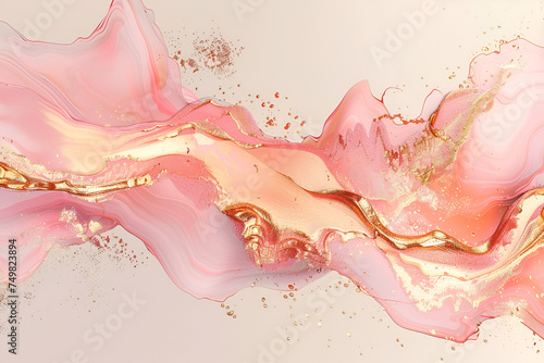 Abstract luxury rose gold color background with gold light effects. photo