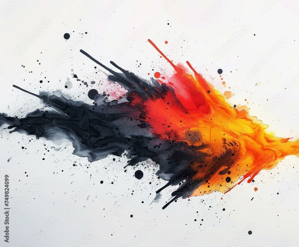 Dynamic abstract lines silhouette, explosive watercolor splashes Dynamic abstract lines silhouette, explosive watercolor splashes