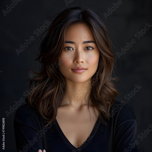 Asian Woman in Black Background photo