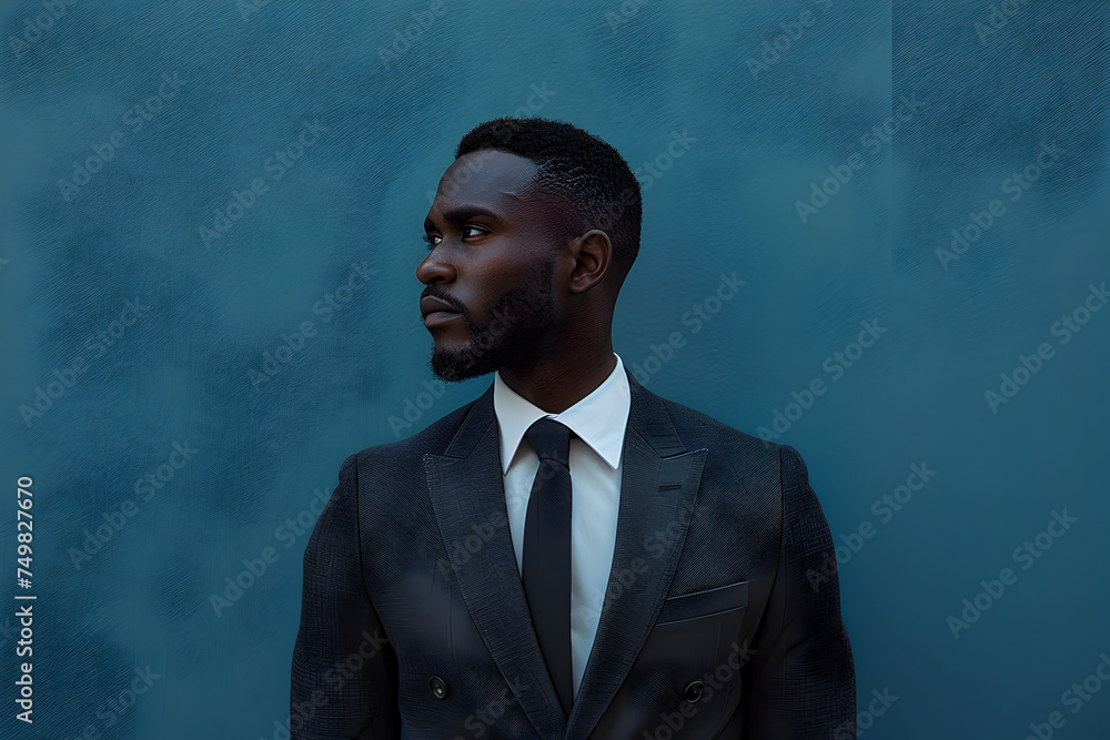 Businessman in Suit and Tie Looking Away in Corporate Portrait Businessman in Suit and Tie Looking Away in Corporate Portrait