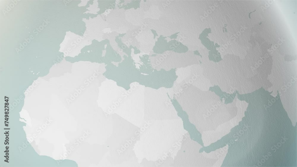 World Map Tunisia Zoom in Stylised Spherical White Shades 4K 60 FPS World Map Tunisia Zoom in Stylised Spherical White Shades 4K 60 FPS