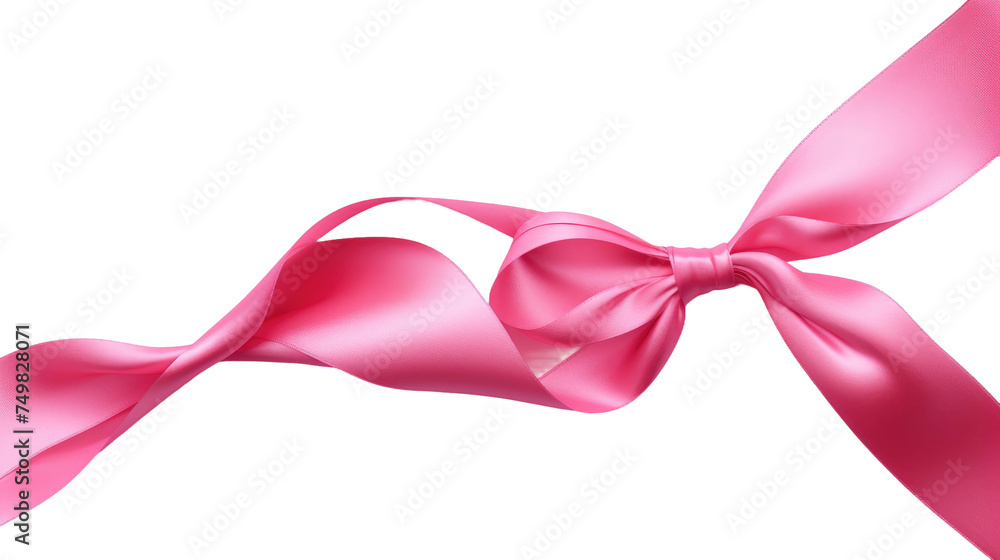 Pink Ribbon With Bow. A pink ribbon tied into a delicate bow rests on a plain white background. The ribbon is neatly arranged, showcasing its soft color and elegant design. Pink Ribbon With Bow. A pink ribbon tied into a delicate bow rests on a plain white background. The ribbon is neatly arranged, showcasing its soft color and elegant design.