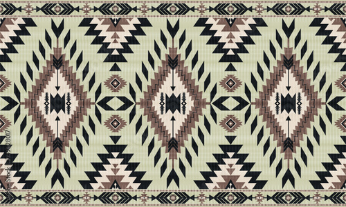 American tribal ethnic native pattern.Traditional Navajo,Aztec,Apache,Southwest and Mexican style fabric pattern.Abstract vector motifs pattern.For fabric,clothing,blanket,carpet,woven,wrap,decoration