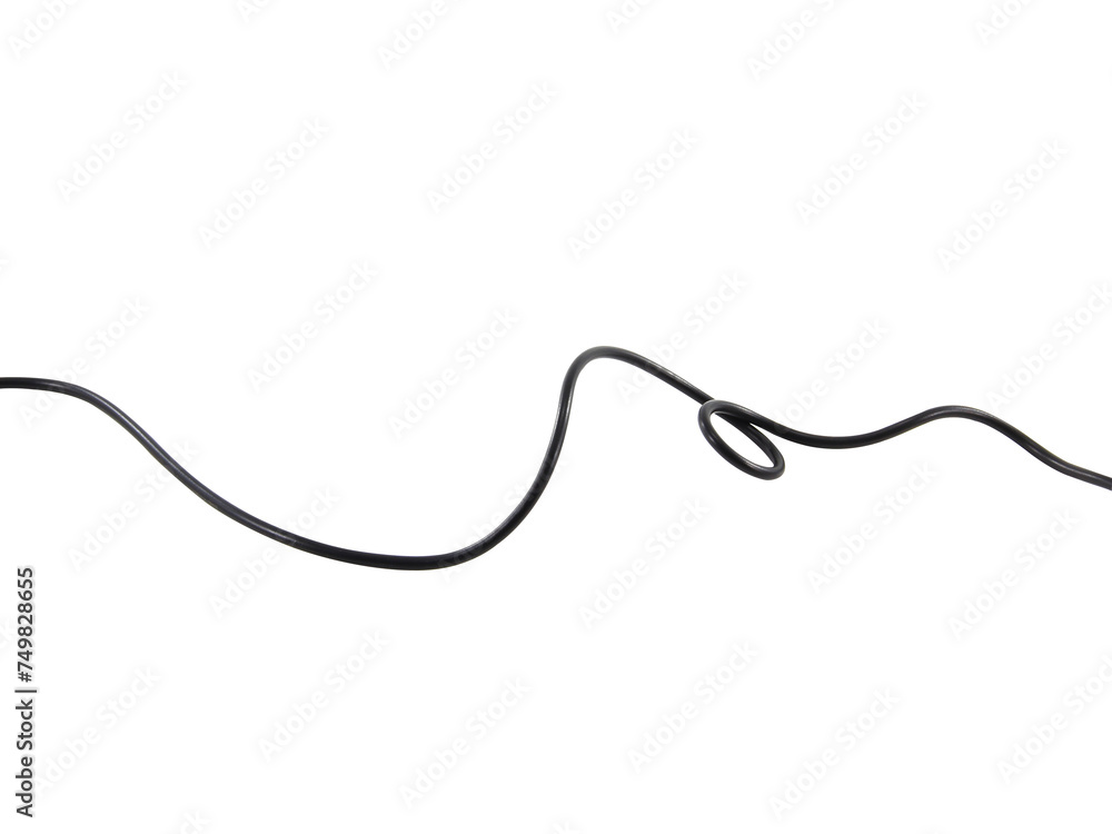 Black wire cable of usb and adapter isolated on white background.Selection focus. Black wire cable of usb and adapter isolated on white background.Selection focus.
