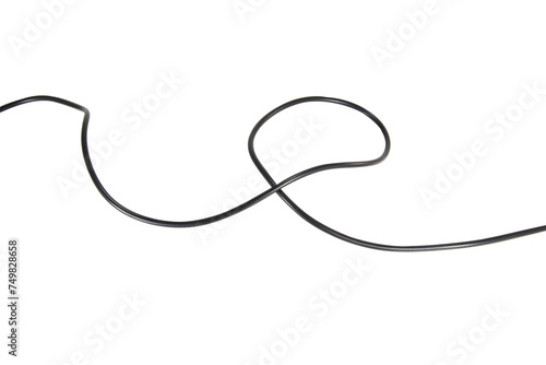 Black wire cable of usb and adapter isolated on white background.Selection focus.