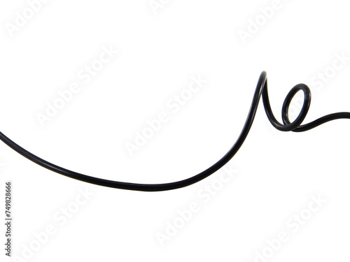 Black wire cable of usb and adapter isolated on white background.Selection focus.
