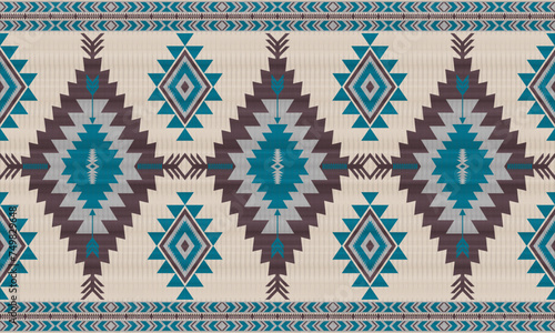 American tribal ethnic native pattern.Traditional Navajo,Aztec,Apache,Southwest and Mexican style fabric pattern.Abstract vector motifs pattern.For fabric,clothing,blanket,carpet,woven,wrap,decoration