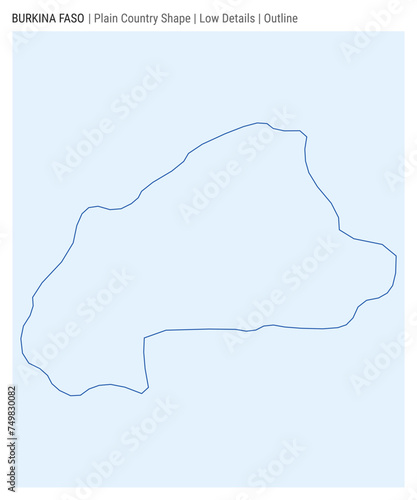 Burkina Faso plain country map. Low details. Outline style. Shape of Burkina Faso. Vector illustration.