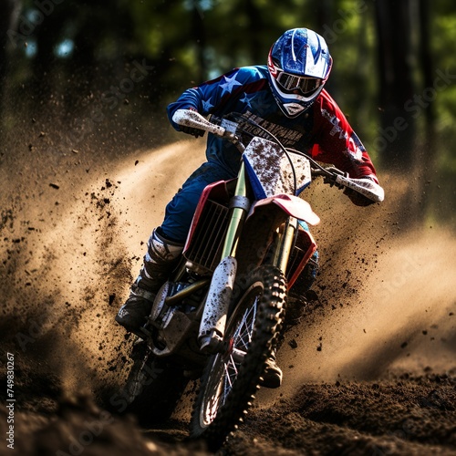 Rider riding a dirt bike throught