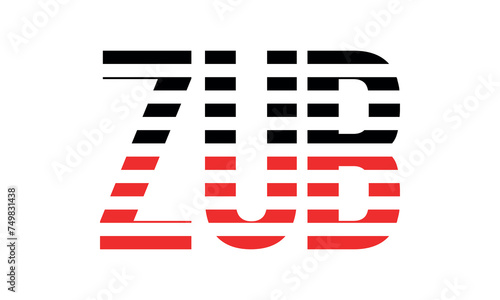 ZUB three initial letter iconic line negative space minimal logo design vector template. monogram, abstract, wordmark, business, typography, minimalist, brand, company, flat, modern, unique, simple