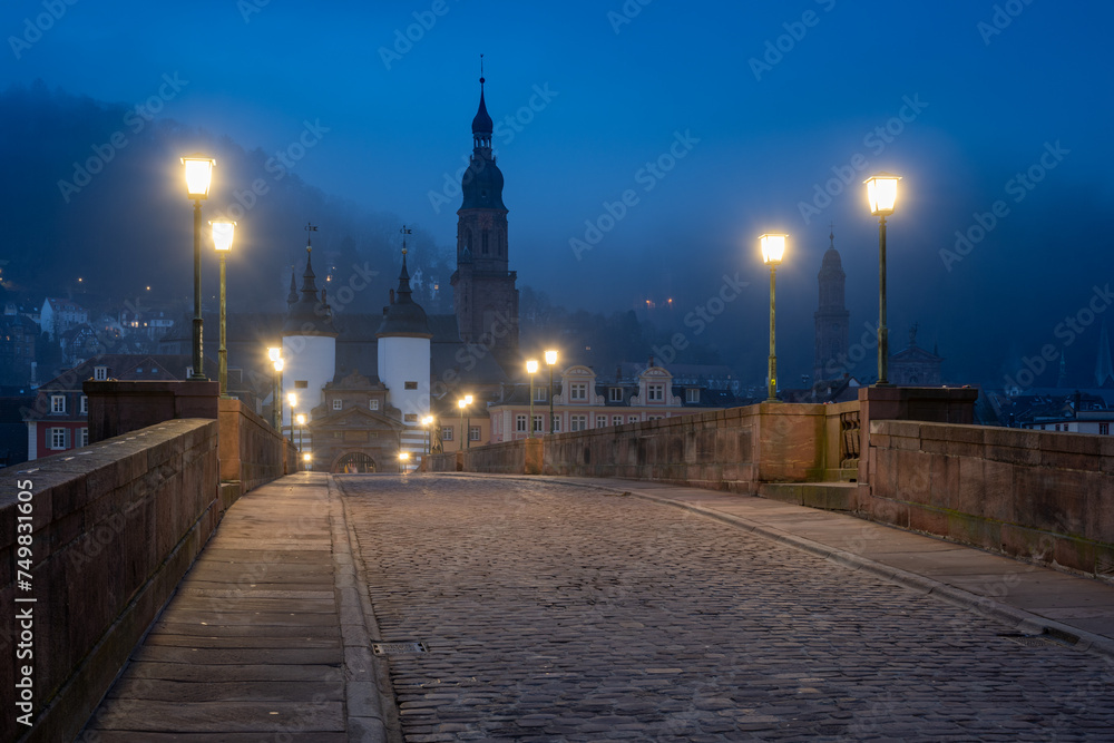 Old Bridge (Alte Brücke) at night, Baden-Württemberg, Germany