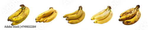 Collection of a bunch of bananas isolated on a transparent background, PNG photo