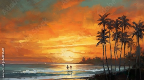 Romantic Sunset Beach Walk