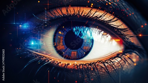 Futuristic cyborg eye with circuit board inside © Michel 