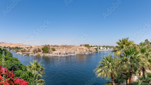 Fototapeta Naklejka Na Ścianę i Meble -  A view of the River Nile at Aswan, Egypt.