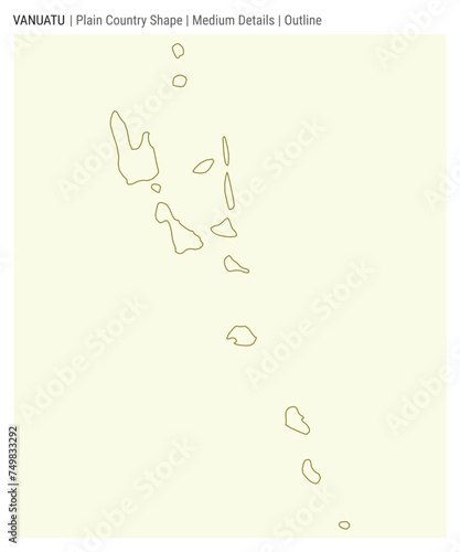 Vanuatu plain country map. Medium details. Outline style. Shape of Vanuatu. Vector illustration.