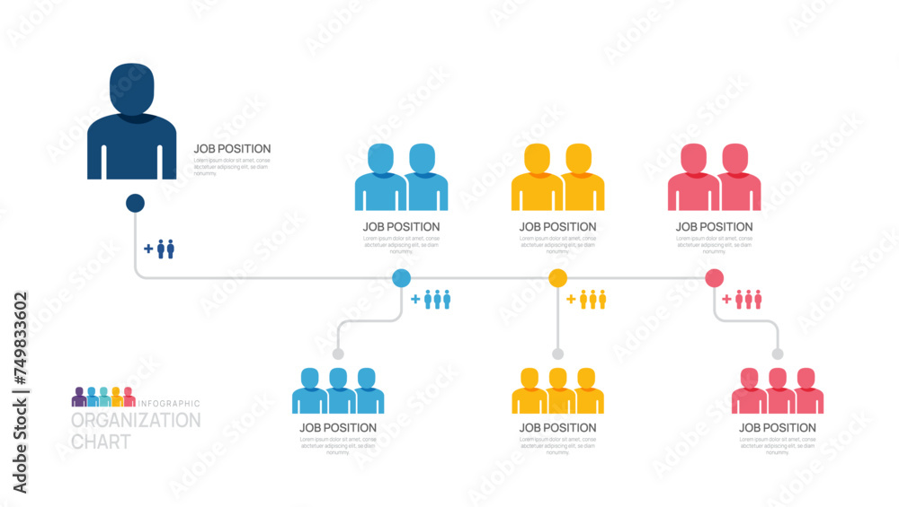 Obraz premium Infographic template for organization chart with business avatar icons. vector infographic for business.