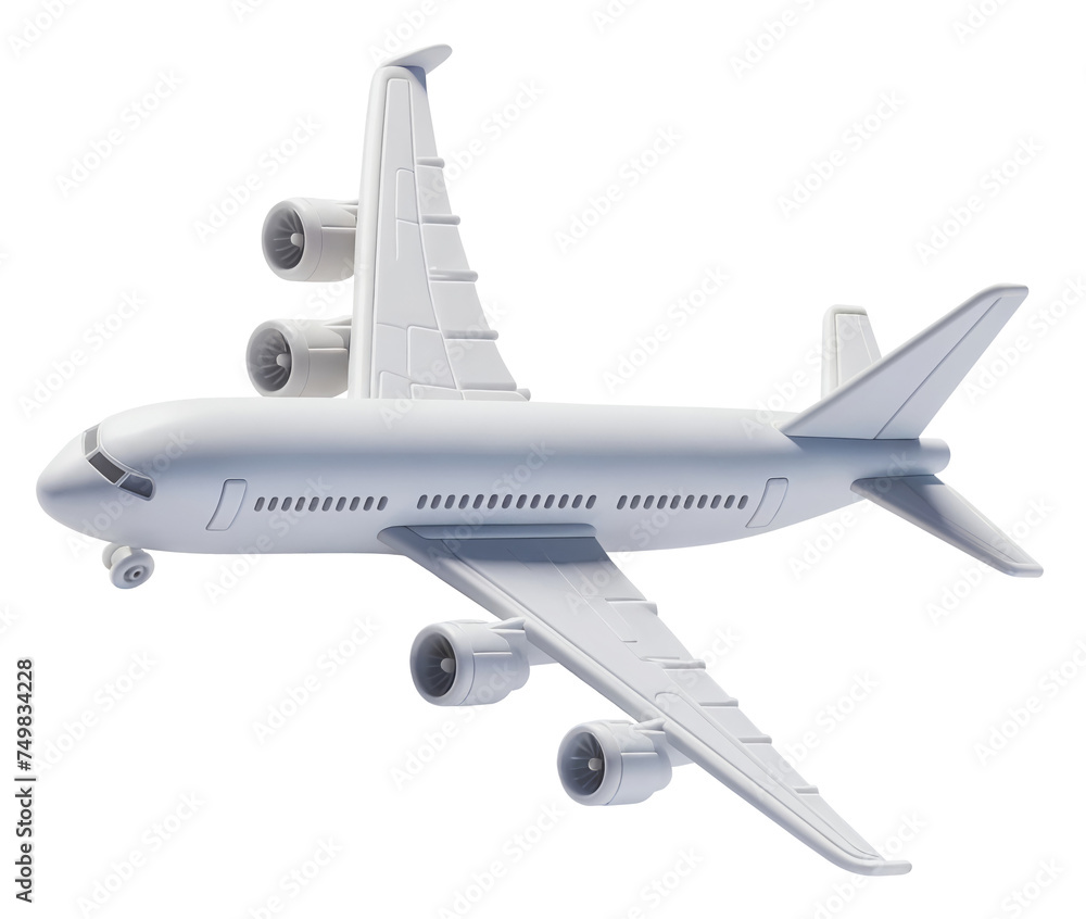 Beautiful close-up model of a toy airplane on a transparent background. Cut out.
