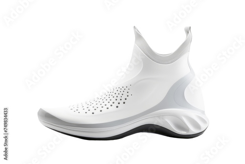 White Shoes on. A pair of white shoes placed on a clean white background. The shoes are simple and elegant, showcasing their clean design and color. on White or PNG Transparent Background.