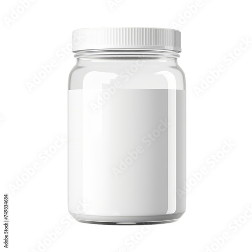 A blank plastic protein powder jar isolated on transparent background, png