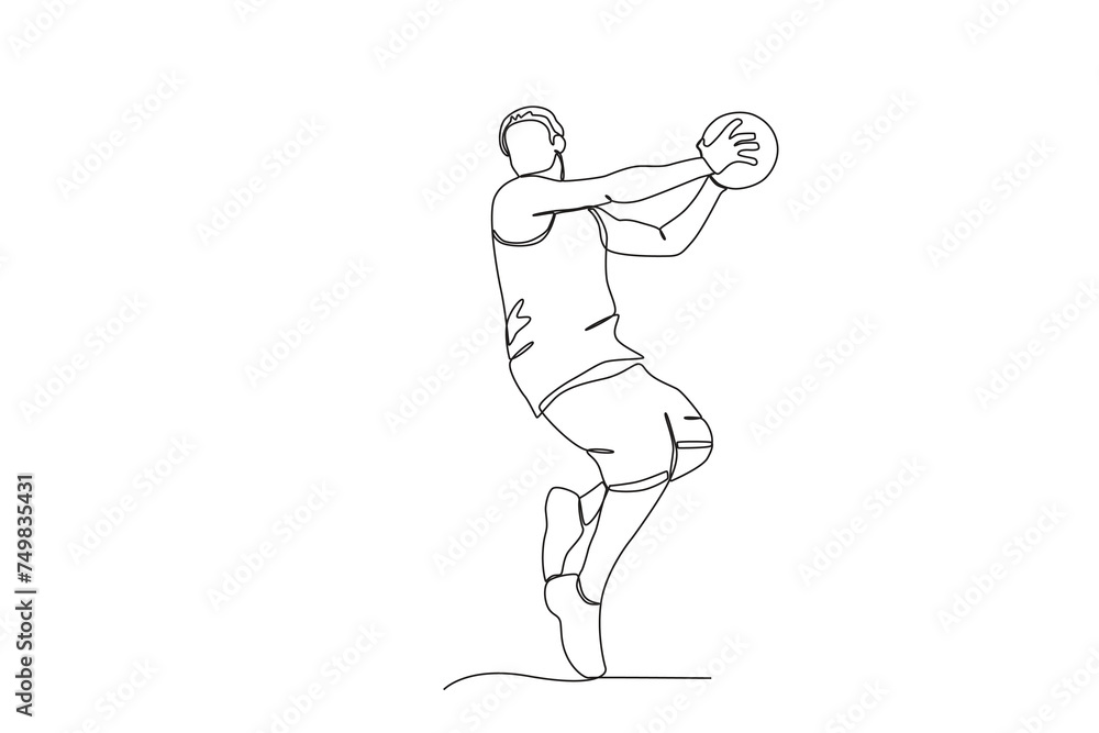 Single continuous line drawing of Man throwing a basketball .sport concept one line draw graphic design vector illustration
Single continuous line drawing of Man throwing a basketball .sport concept one line draw graphic design vector illustration