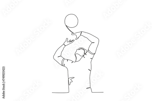 Single continuous line drawing of Man throwing a volleyball .sport concept one line draw graphic design vector illustration
