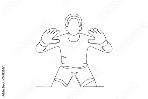 Single continuous line drawing of The goalkeeper is preparing .sport concept one line draw graphic design vector illustration 